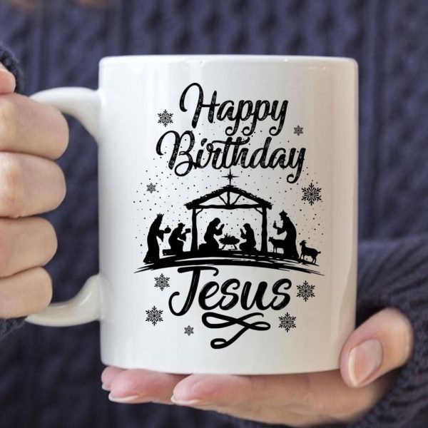 Happy Birthday Jesus, Christmas Nativity Scene, Coffee Mug