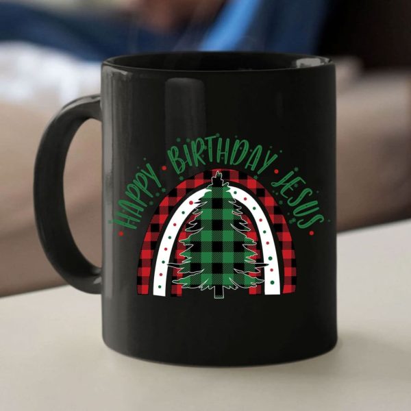 Happy Birthday Jesus Christmas tree coffee mug