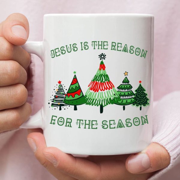 Jesus is the reason for the season Christmas tree coffee mug