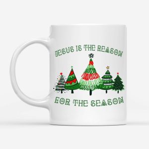 Jesus is the reason for the season Christmas tree coffee mug