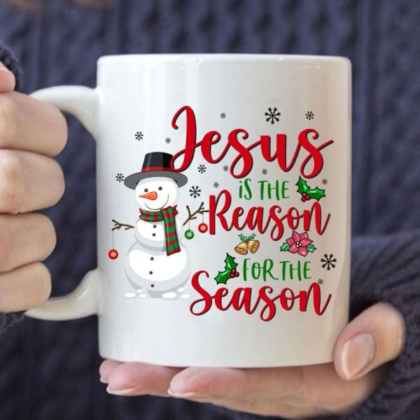 Jesus is the reason for the season Snowman Christmas coffee mug