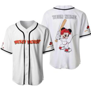 Personalized Mickey Mouse Baseball Jersey: Custom Name Fan Gift