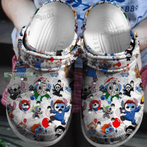 Stitch And Horror Movie Characters Custom Name Clogs