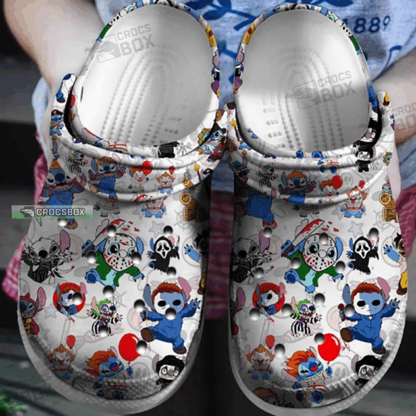 Stitch And Horror Movie Characters Custom Name Clogs