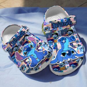 Attractive Stitch Blue Custom Name Clogs