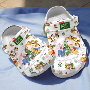Cute Winnie The Pooh Christmas White Clogs - Safe & Stylish Outdoor Footwear