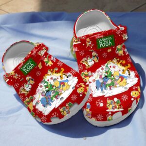 Merry Christmas Winnie The Pooh Red Clogs: Waterproof & Lightweight Clogs for Kids & Adults
