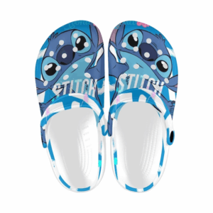 Eye-catching Clogs Happy Stitch Unisex Blue Clogs For Kids And Adults