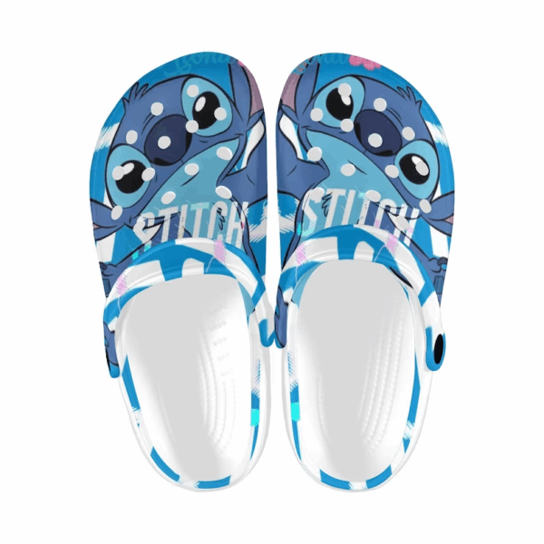 Eye-catching Clogs Happy Stitch Unisex Blue Clogs For Kids And Adults