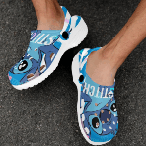 Eye-catching Clogs Happy Stitch Unisex Blue Clogs For Kids And Adults 3