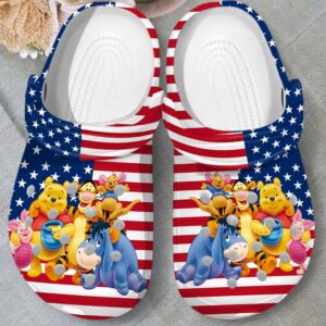 Shop Winnie The Pooh American Flag Clogs - Comfy & Stylish Footwear for Kids & Adults 3