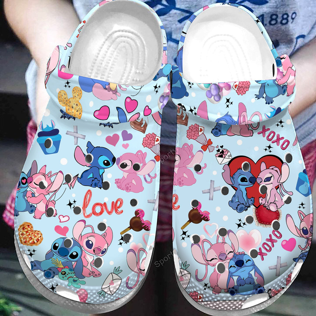 Lovely Disney Couple Stitch And Angel Unisex Clogs For Kids And Adults Lovely Disney Couple Stitch And Angel Unisex Clogs For Kids And Adults