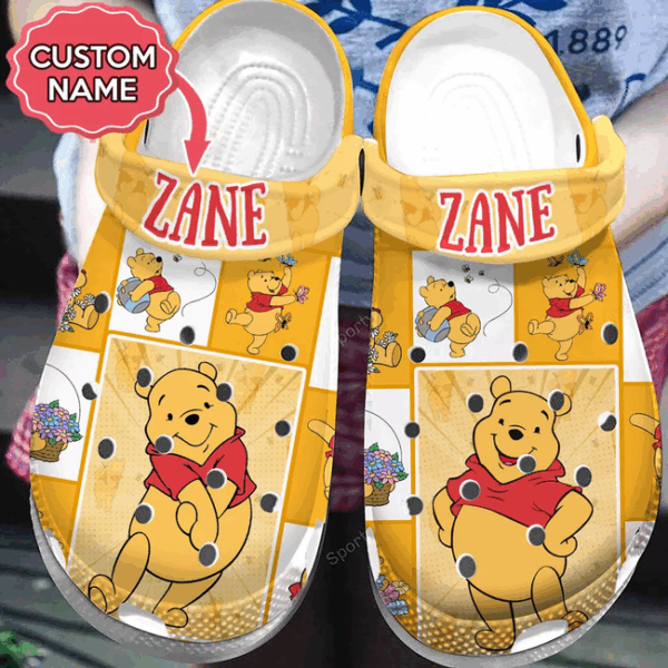 Customizable Winnie The Pooh Cartoon Clogs: Fun Footwear for Kids & Adults