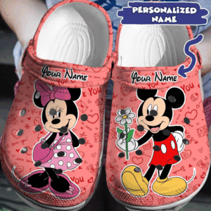 Couple Mickey And Minnie Pink Clogs For Men And Women