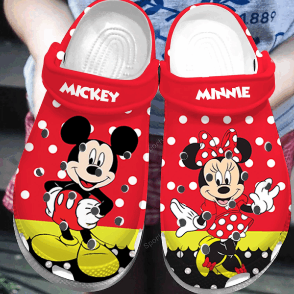 Lightweight And Non-slip Mickey  And Minnie Red Clogs