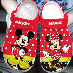 Lightweight And Non-slip Mickey  And Minnie Red Clogs