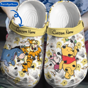 Customized Winnie The Pooh and Eeyore Clogs for Kids & Adults - Personalize Your Style with Iconic Characters!