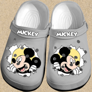 Funny Mickey Mouse Grey Classic Clogs For Men Women