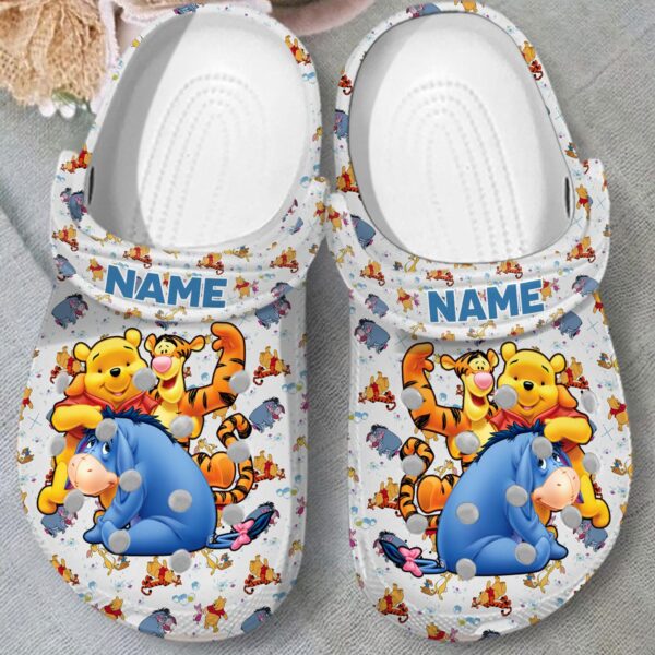 Custom Winnie The Pooh & Cute Friends Cartoon Clogs – Personalized Kids Footwear for Fun Adventures!