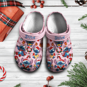 Funny Stitch Christmas Pink Clogs For Kids & Adults