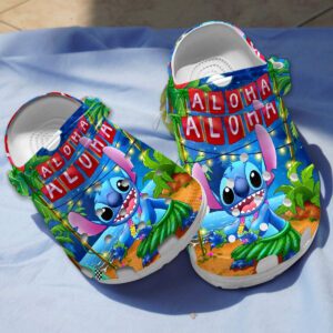 Beautiful Aloha Night Funny Stitch Cartoon Clogs