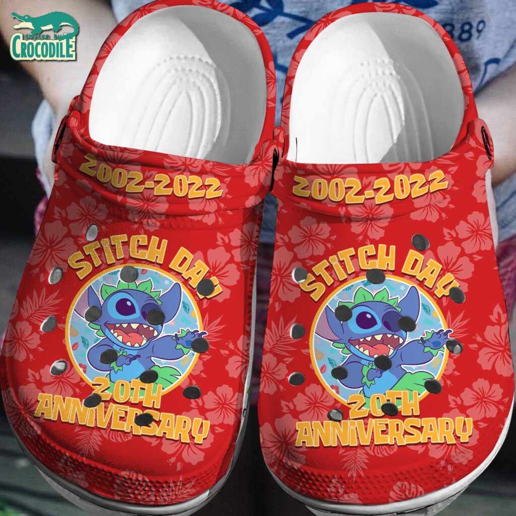 Stitch Day Anniversary Red With Flower Clogs For Kids & Adults Stitch Day Anniversary Red With Flower Clogs For Kids & Adults