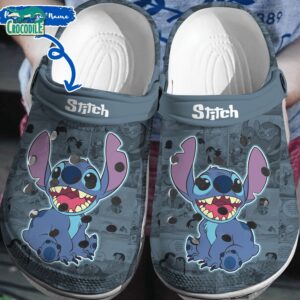 Happy Stitch Dack Blue With Faded Pattern Clogs For Kids & Adults