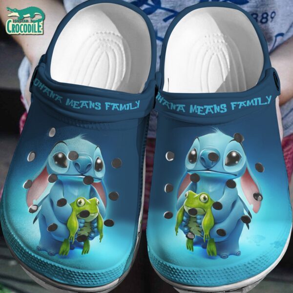 Stitch Hug Green Frog Blue Clogs For Kids & Adults