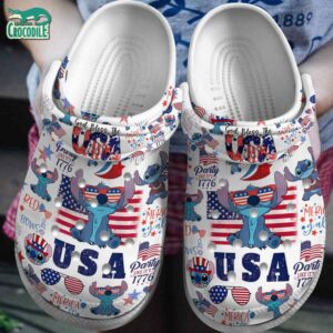 Stitch In USA White Clogs For Kids & Adults