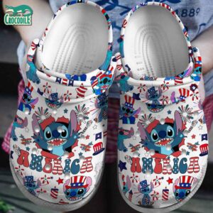 Stitch In America White Clogs For Kids & Adults