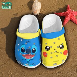 Funny Face Stitch And Pokemon Blue And Yellow Clogs For Kids & Adults
