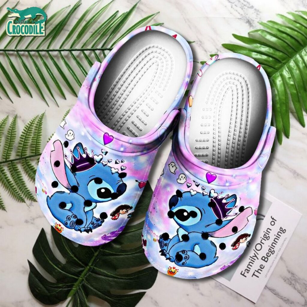 Cute Stitch Wear A Crown Pastel Colorful Cloud Clogs For Kids & Adults Cute Stitch Wear A Crown Pastel Colorful Cloud Clogs For Kids & Adults