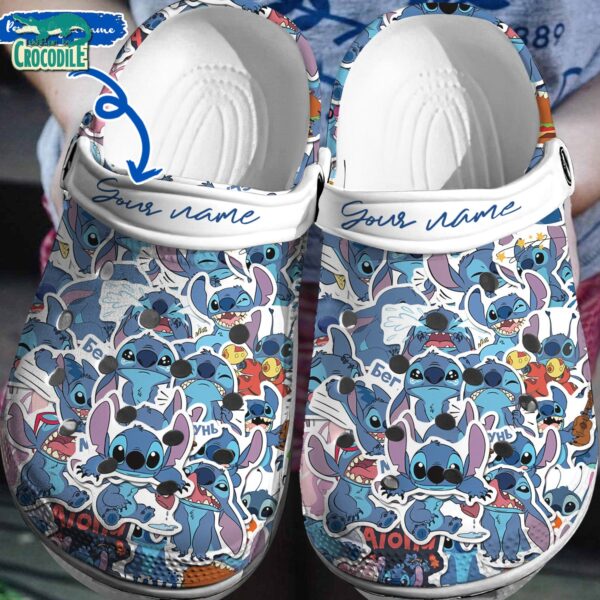 Custom Name Emotions Stitch White Clogs For Kids & Adults