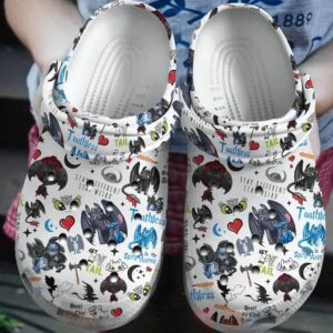 Cute Love Stitch And Toothless White Clogs For Kids & Adults