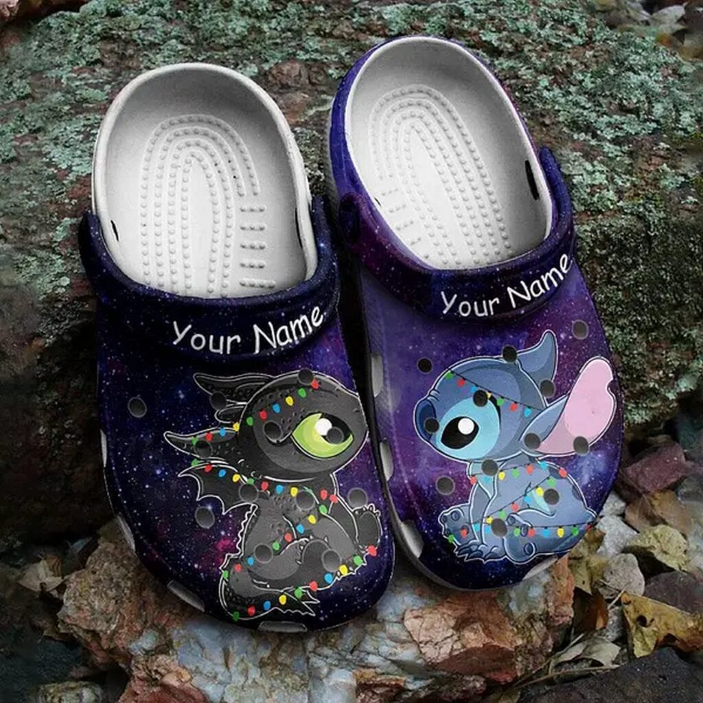Custome Name Stitch And Toothless Galaxy Clogs For Kids & Adults Custome Name Stitch And Toothless Galaxy Clogs For Kids & Adults