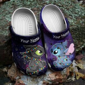 Custome Name Stitch And Toothless Galaxy Clogs For Kids & Adults