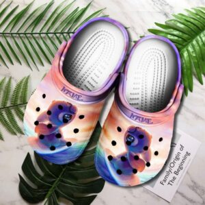 Custome Name Stitch Homecoming Pink Galaxy Clogs For Kids & Adults