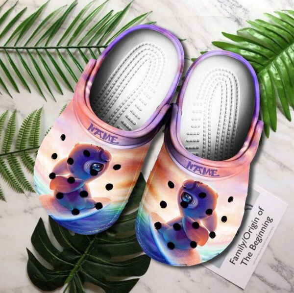 Custome Name Stitch Homecoming Pink Galaxy Clogs For Kids & Adults