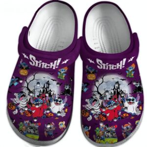 Happy Halloween Stitch Violet Clogs For Kids & Adults