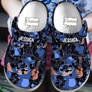 Custome Name Stitch Love Ghitar Clogs For Kids & Adults