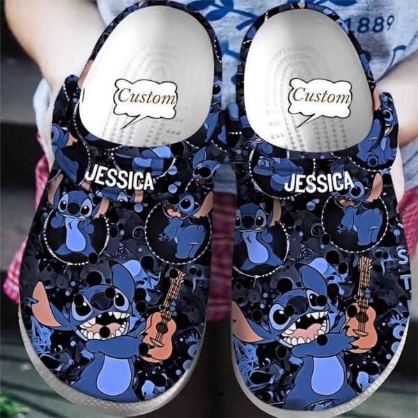 Custome Name Stitch Love Ghitar Clogs For Kids & Adults
