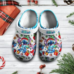 Christmas Gift Stitch White Clogs For Kids & Adults