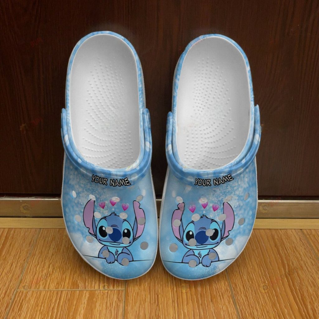 Custome Name Stitch Lovesick Blue Clogs For Kids & Adults Custome Name Stitch Lovesick Blue Clogs For Kids & Adults