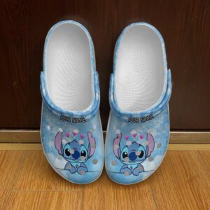 Custome Name Stitch Lovesick Blue Clogs For Kids & Adults