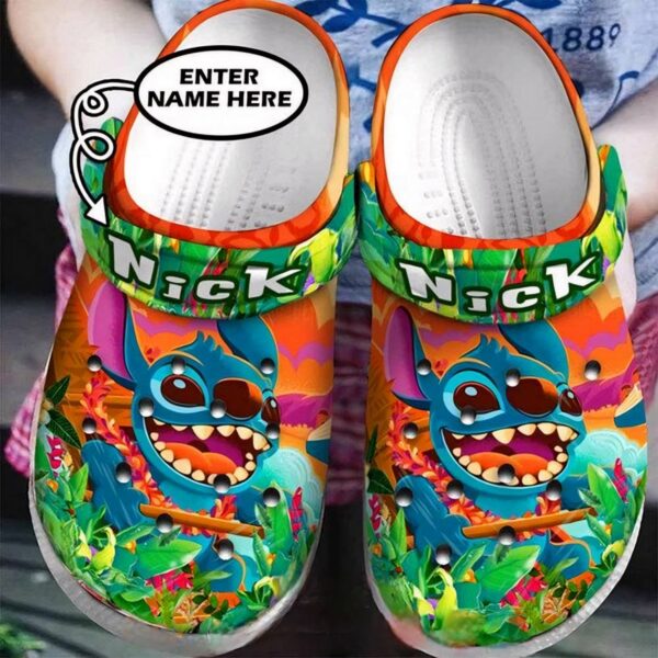 Custome Name Stitch Discover Tropical Forest Clogs For Kids & Adults