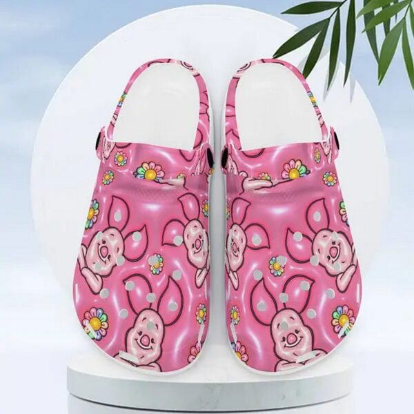 Cute Piglet Winnie The Pooh Pink Flower Clogs: Stylish Footwear for Kids & Adults – Shop Now!