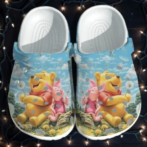 Winnie The Pooh and Piglet 3D Sky Clogs: Fun Footwear for Kids and Adults Featuring Dandelion Design