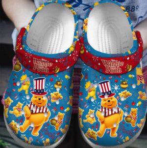 Fun and Stylish Happy USA Winnie The Pooh and Red Clogs for Kids and Adults