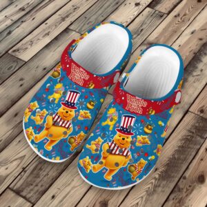 Fun and Stylish Happy USA Winnie The Pooh and Red Clogs for Kids and Adults