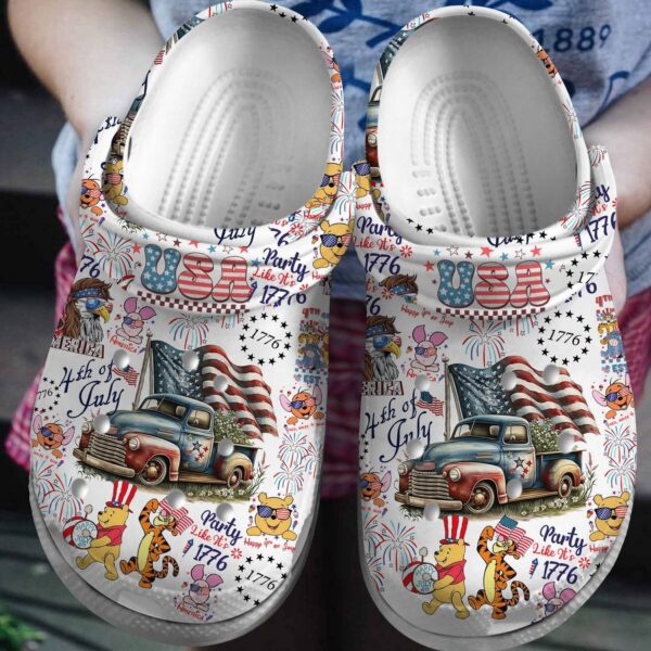 USA Independence Day White Clogs for Kids and Adults Winnie the Pooh and Friends Collection